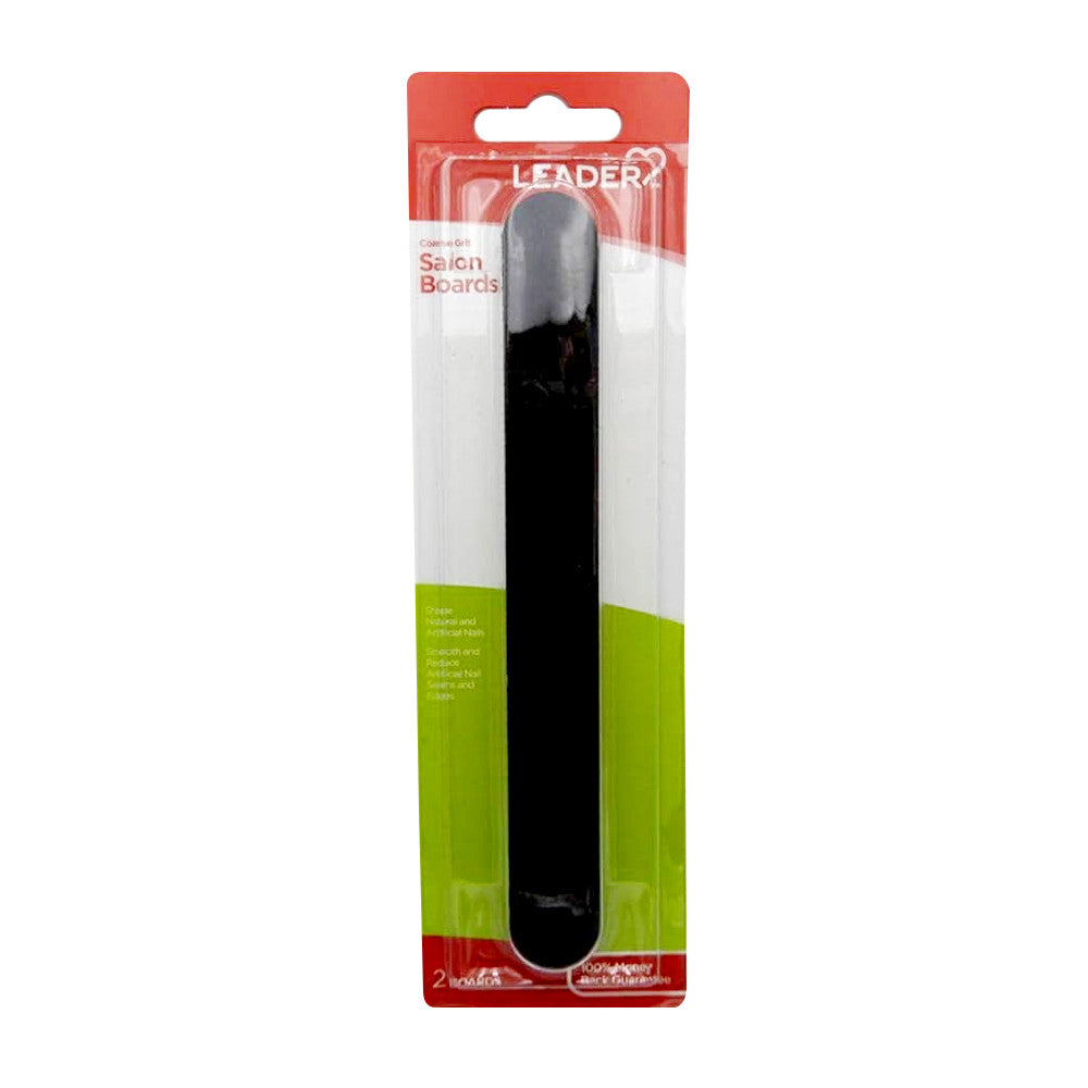 Leader Coarse Grit Black Salon Boards Nail Files Pack, 2 Ea