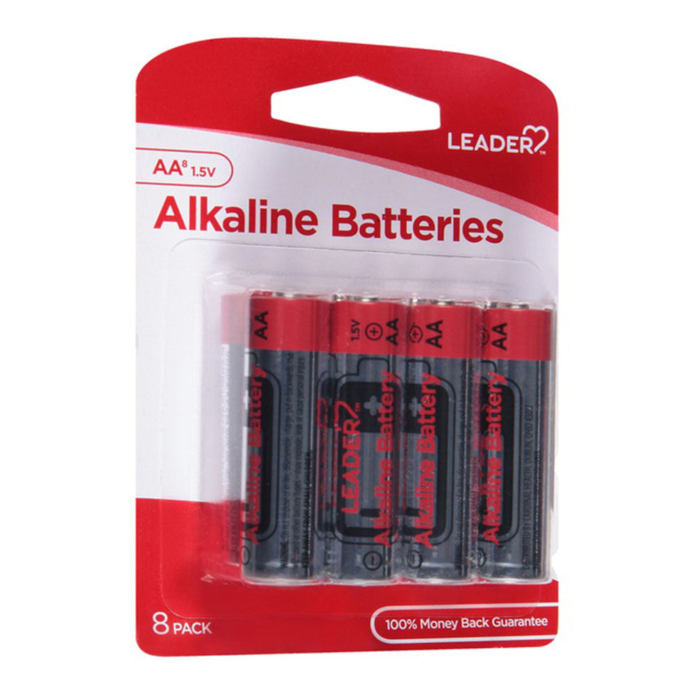 Leader Batteries, Alkaline Aa, 1.5 Volt, 8 Ea