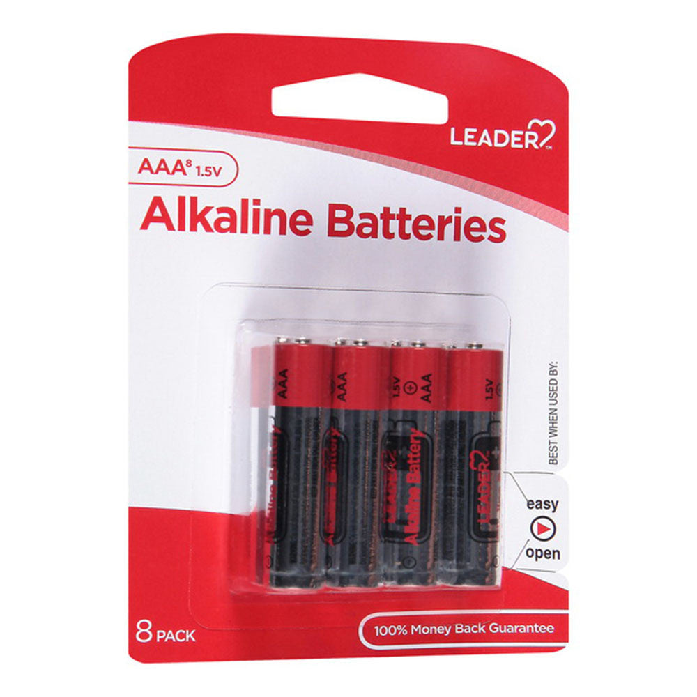 Leader Batteries, Alkaline Aaa, 1.5 Volt, 8 Ea