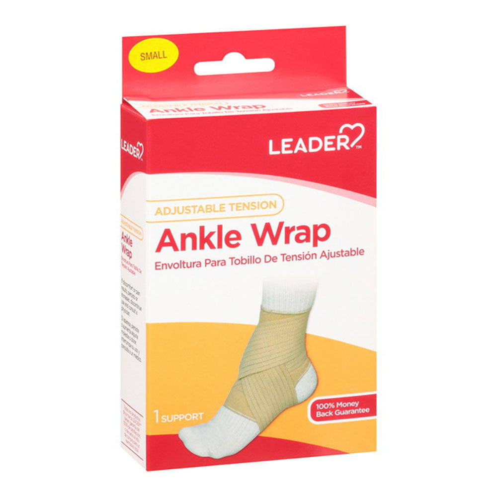 Leader Ankle Wrap Adjustable Tension, Small, Supports Braces, 1 Ea