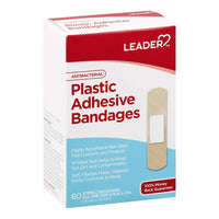 Leader Antibacterial Bandages, Plastic, All One Size, 60 Ea