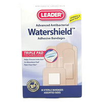 Leader Antibacterial Watershield Adhesive Bandages, Assorted Sizes, 30 Ea