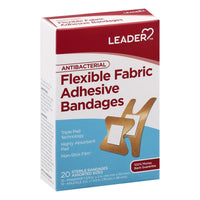 Leader Adhesive Bandages, Flexible Fabric, Antibacterial, 20 Ea