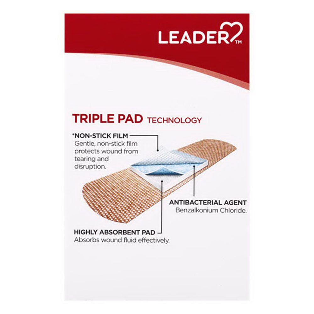Leader Antibacterial  Adhesive Bandages, Strong Strips, All One Size, 20 Ea