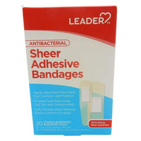 Leader Antibacterial Assorted Sheer Highly Absorbent Adhesive Bandage, 20 Ea
