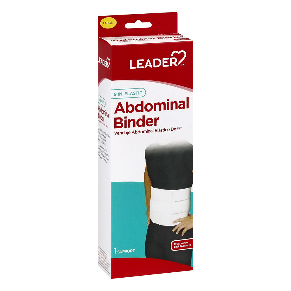 Leader Abdominal Binder Support Braces White, Large 9 Inches, 1 Ea