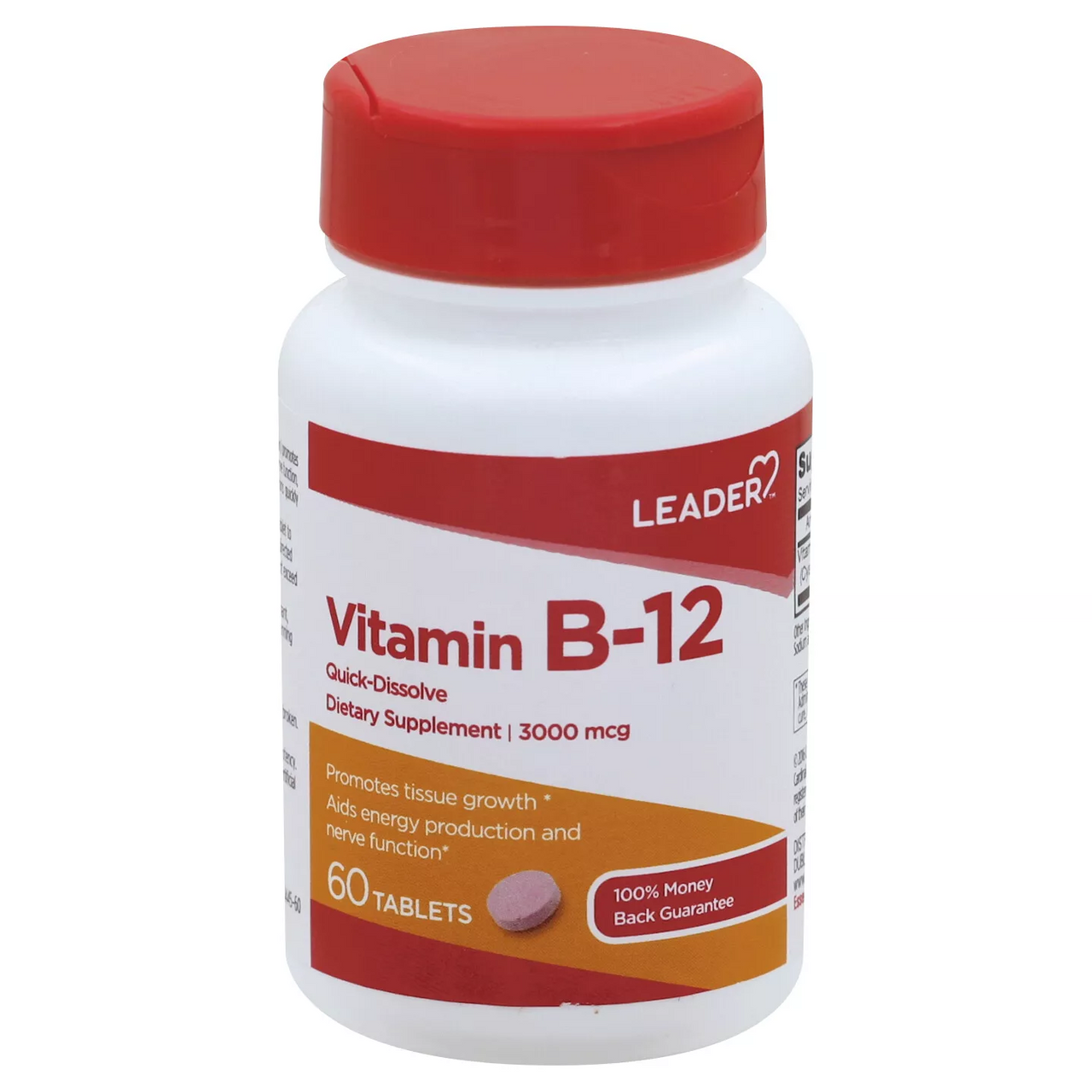 Leader Vitamin B12 3000 mcg Tablets for Nerve Function, 60 Ea