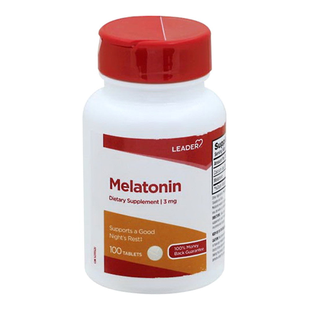 Leader Melatonin, Dietary Supplement, 3 Mg Tablets, 100 Ea