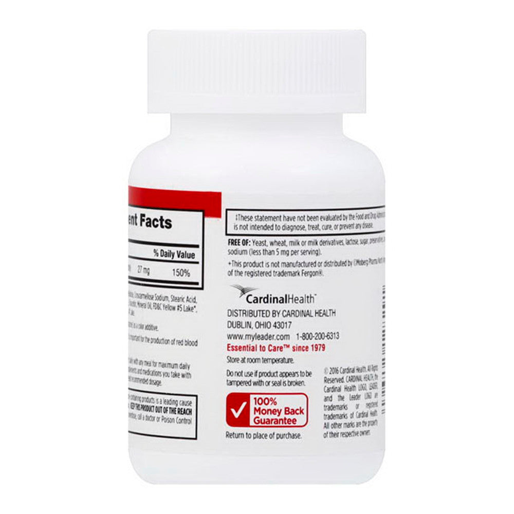 Leader Ferrous Gluconate, Iron 27 Mg Tablets, 100 Ea