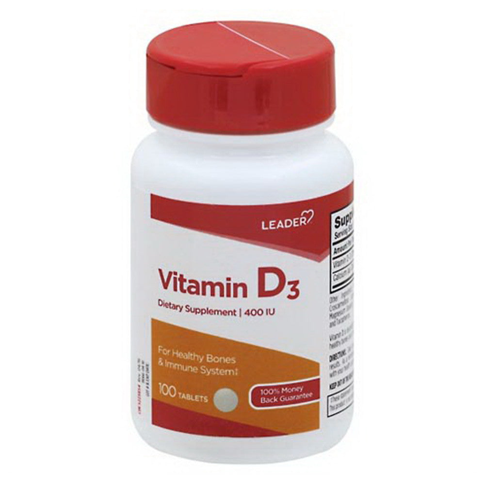 Leader Vitamin D3 Dietary Supplement 400 Iu Tablets, 100 Ea