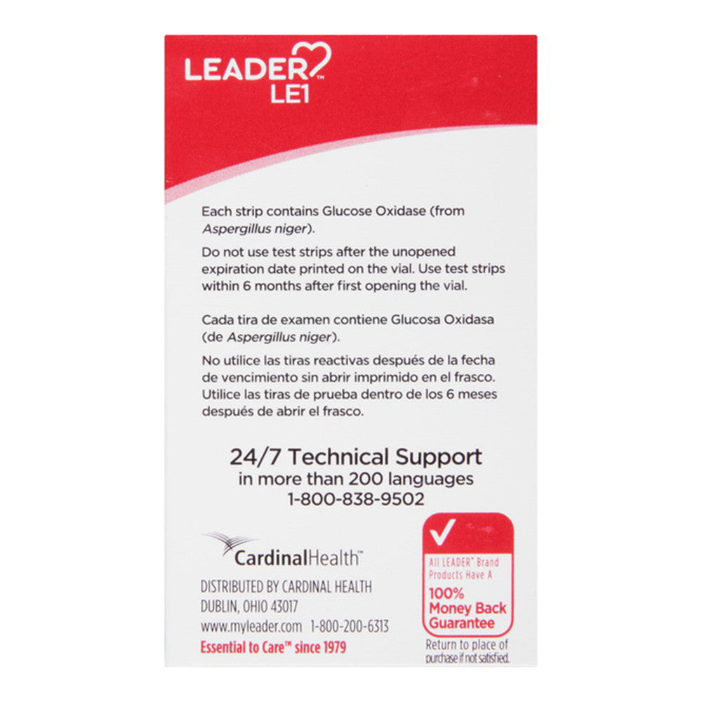 Leader Blood Glucose Test Strips, 25 Ea