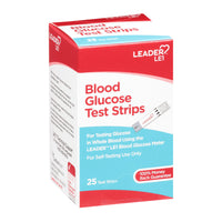 Leader Blood Glucose Test Strips, 25 Ea