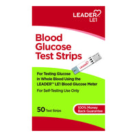 Leader Blood Glucose Test Strips, 50 Ea