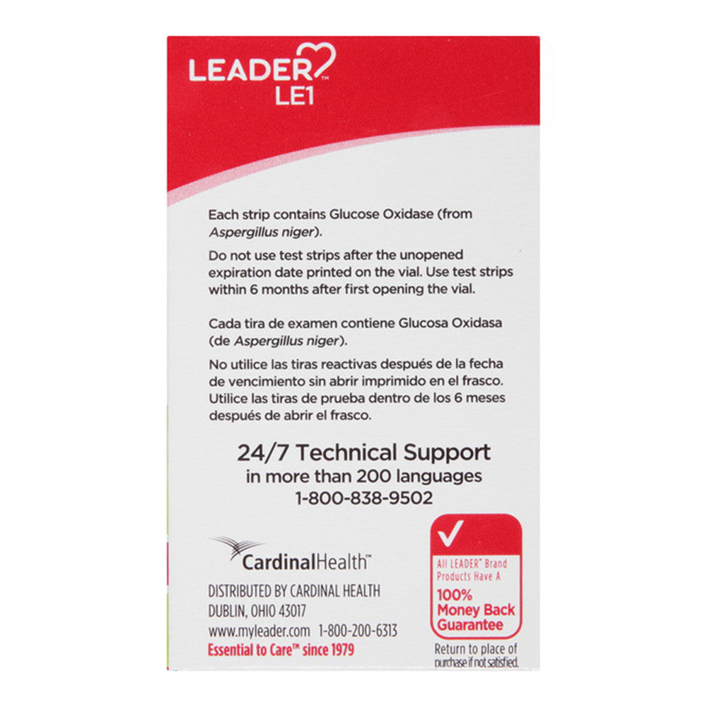 Leader Blood Glucose Test Strips, 50 Ea