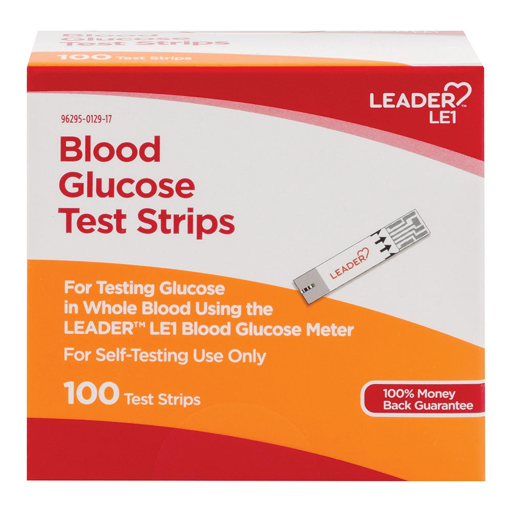 Leader Blood Glucose Test Strips, 100 Ea