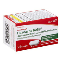 Leader Headache Relief, Extra Strength, Caplets, 24 Ea