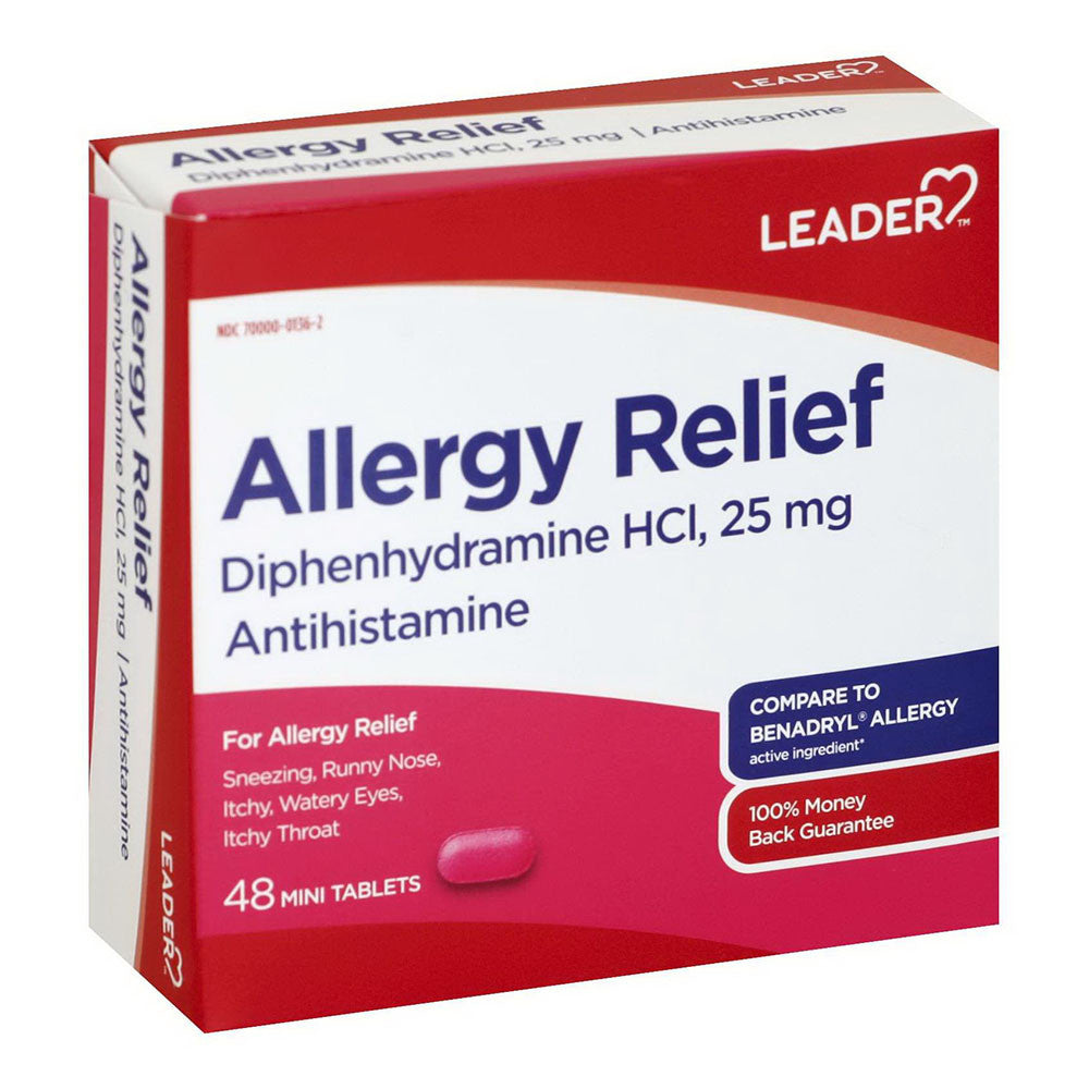 Leader Allergy Relief, Mini Tablets, 48 Ea