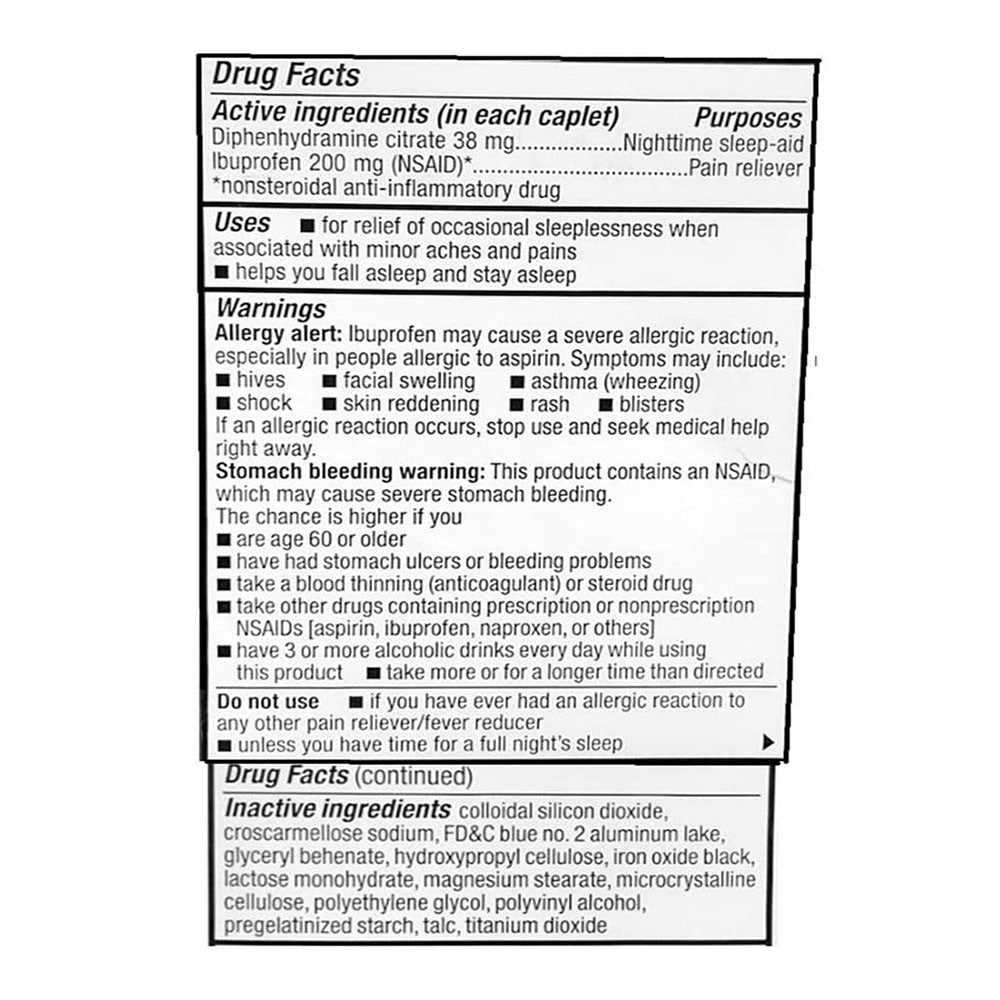 Leader Ibuprofen Pm 200 Mg Pain Relief Nighttime Sleep Aid Caplets, 40 Ea