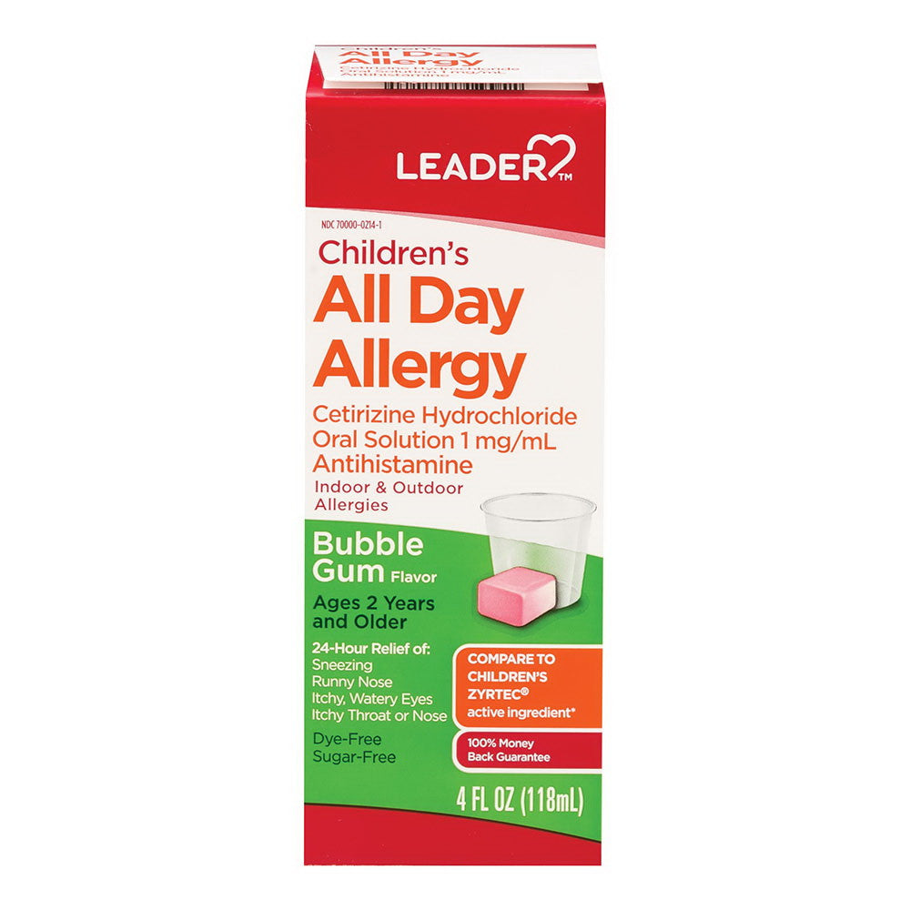 Leader Childrens All Day Allergy, Bubble Gum, 4 Oz
