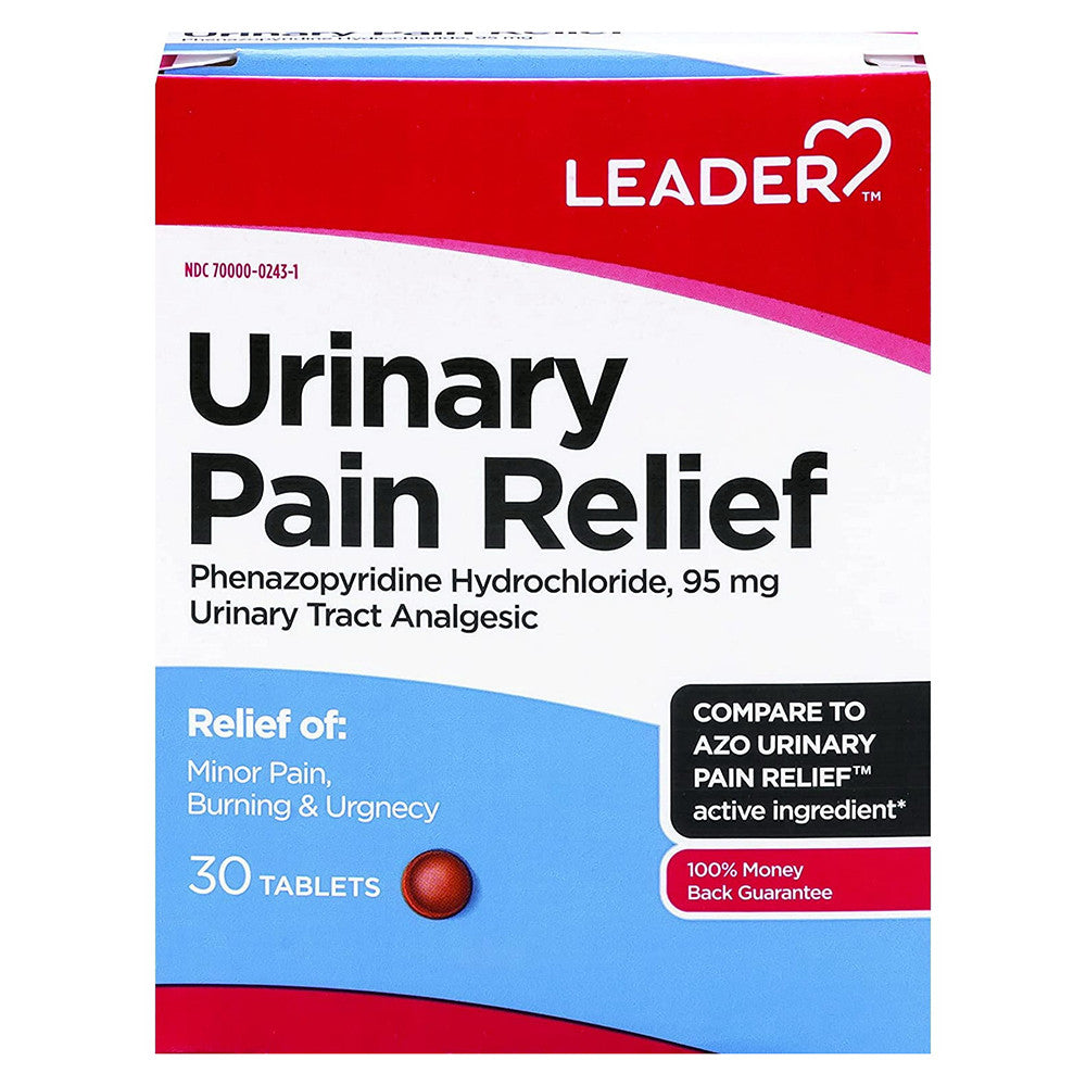 Leader Urinary Tract Analgesic Pain Relief Minor Pain and Burning Tablets, 30 Ea