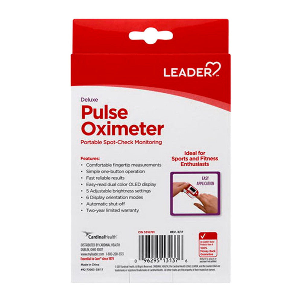 Leader Pulse Oximeter, Deluxe, 1 Ea