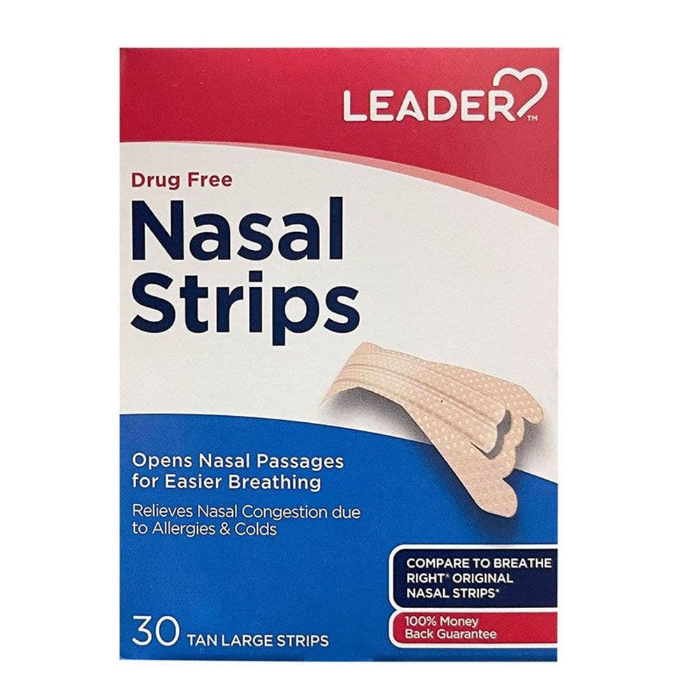 Leader Tan Nasal Strips Large Opens Nasal Passages forEasier Breathing 30Ea