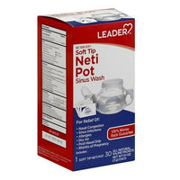 Leader Soft Tip Neti Pot All Natural Nasal Wash Kit, Includes 30 Saline Packets, 1 Ea