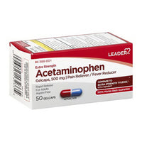 Leader Acetaminophen, Extra Strength 500 Mg, 50 Gelcaps