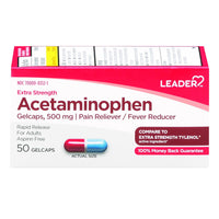 Leader Acetaminophen, Extra Strength 500 Mg, 50 Gelcaps