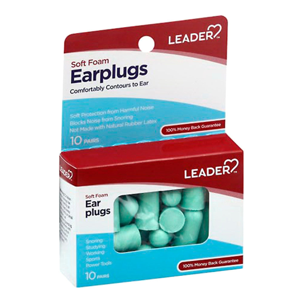 Leader Soft Foam Earplugs, 10 Pairs