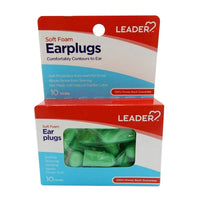 Leader Soft Foam Earplugs, 10 Pairs