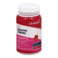 Leader Glucose, Chewable Tablets, Raspberry, 50 Ea