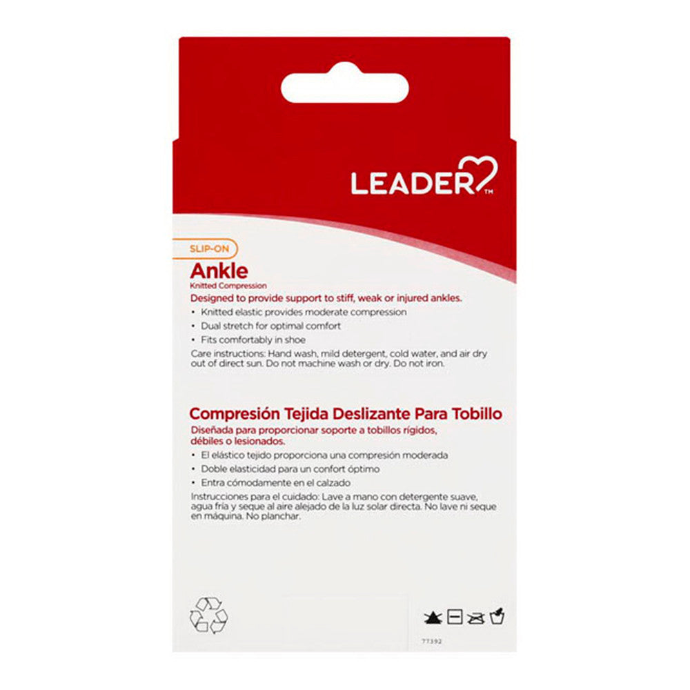 Leader Ankle Support, Slip-On, Black, Medium, 1 Ea