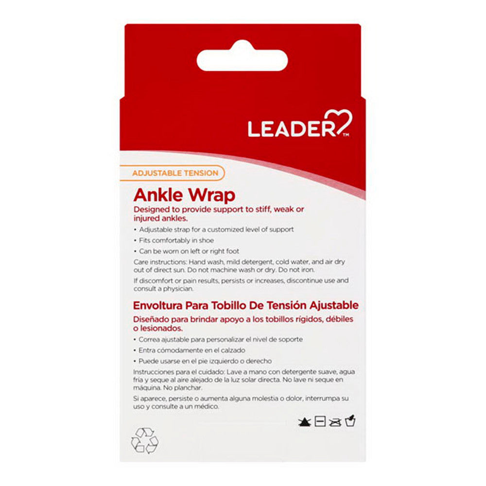 Leader Adjustable Tension Ankle Wrap Black, Large, 1 Ea
