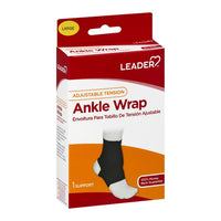 Leader Adjustable Tension Ankle Wrap Black, Large, 1 Ea
