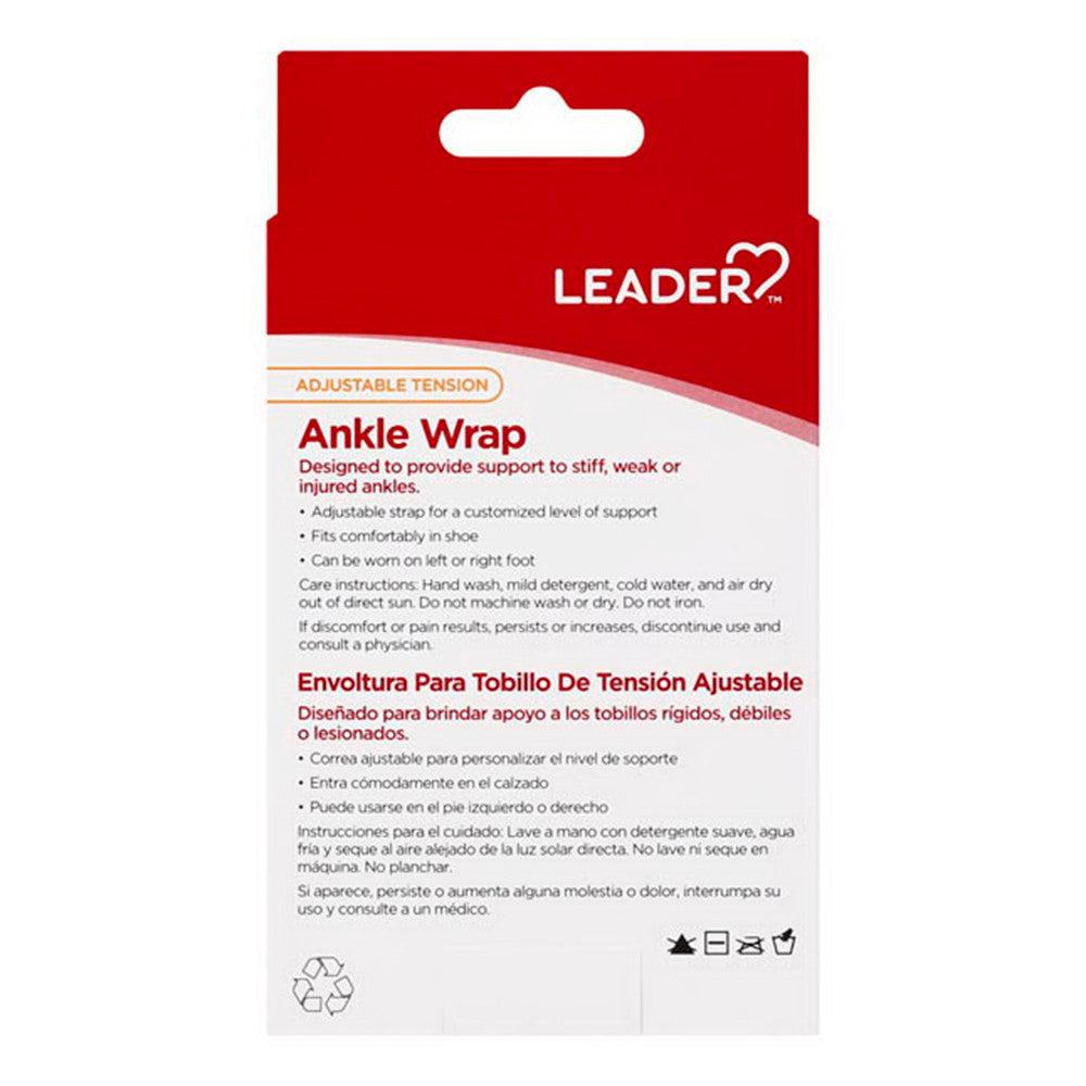 Leader Adjustable Tension Ankle Wrap Black, Medium, 1 Ea