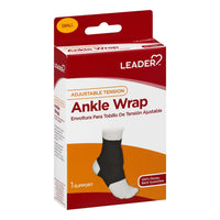 Leader Adjustable Tension Ankle Wrap Black, Small, 1 Ea