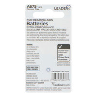 Leader Hearing Aid Batteries A675, 1.4 Volts, 6 Ea