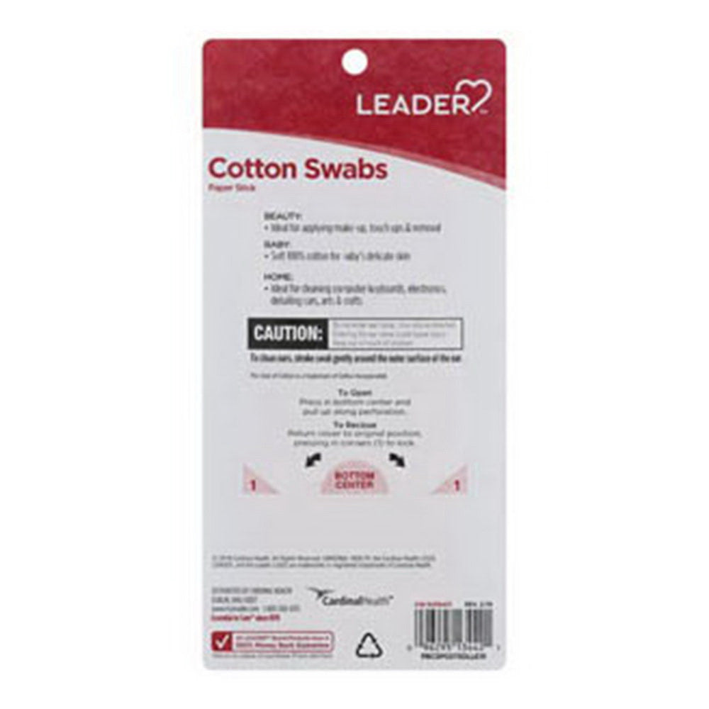 Leader Cotton Swabs, Paper Stick, 375 Ea