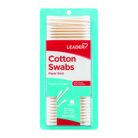 Leader Cotton Swabs, Paper Stick, 375 Ea