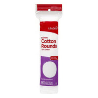 Leader Cosmetic Cotton Rounds, Soft And Absorbent, 80 Ea