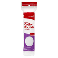 Leader Cosmetic Cotton Rounds, Soft And Absorbent, 80 Ea