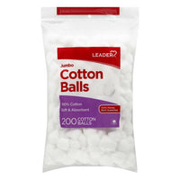 Leader Cotton Balls, Soft And Absorbent, Jumbo, 200 Ea