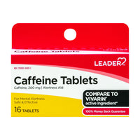 Leader Caffeine 200Mg Tablets, 16 Ea