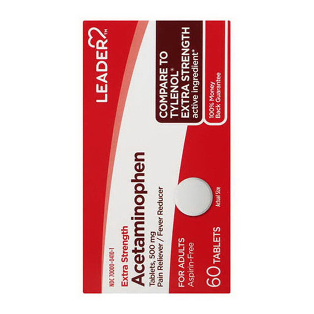 Leader Acetaminophen Extra Strength, 500 Mg Tablets For Adults, 60 Ea