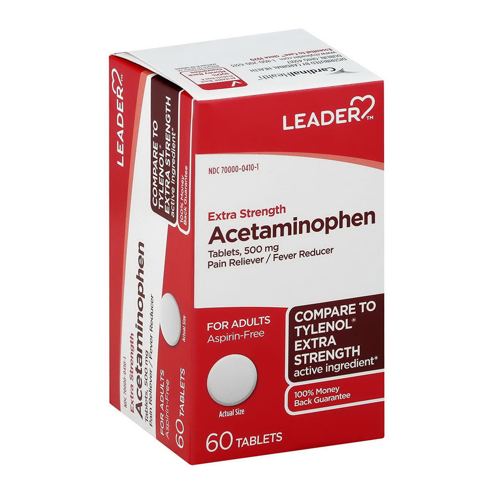 Leader Acetaminophen Extra Strength, 500 Mg Tablets For Adults, 60 Ea
