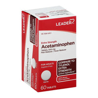 Leader Acetaminophen Extra Strength, 500 Mg Tablets For Adults, 60 Ea