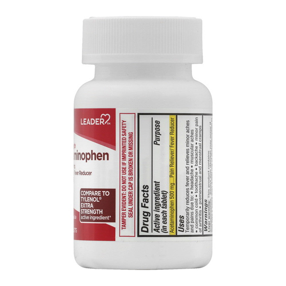 Leader Acetaminophen 500 Mg Extra Strength Tablets, 100 Ea