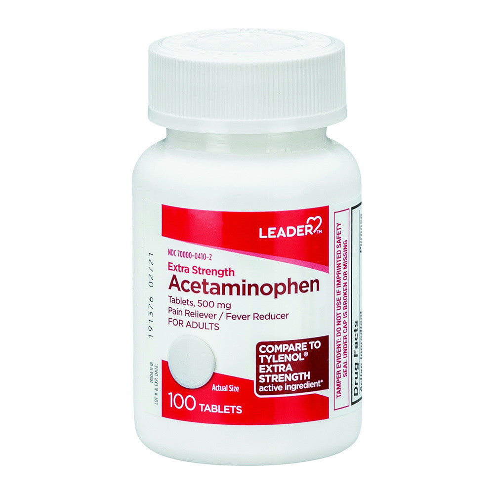 Leader Acetaminophen 500 Mg Extra Strength Tablets, 100 Ea