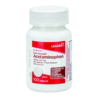 Leader Acetaminophen 500 Mg Extra Strength Tablets, 100 Ea